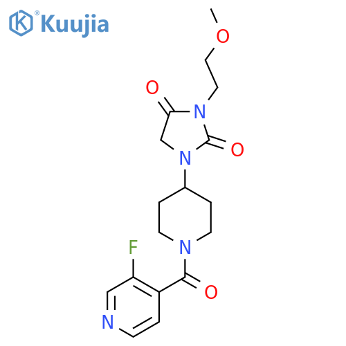 1-[1-(3-fluoropyridine-4-carbonyl)piperidin-4-yl]-3-(2-methoxyethyl)imidazolidine-2,4-dione structure