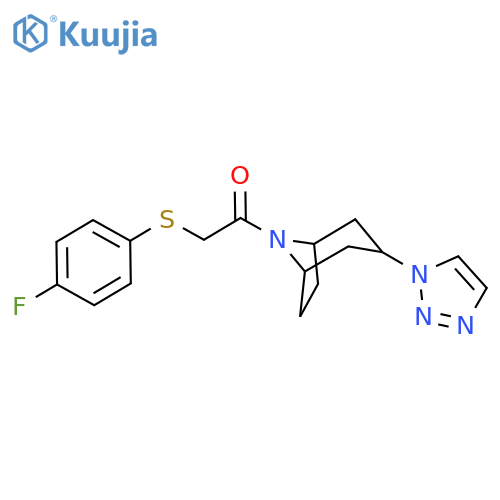 2-[(4-fluorophenyl)sulfanyl]-1-[3-(1H-1,2,3-triazol-1-yl)-8-azabicyclo[3.2.1]octan-8-yl]ethan-1-one structure