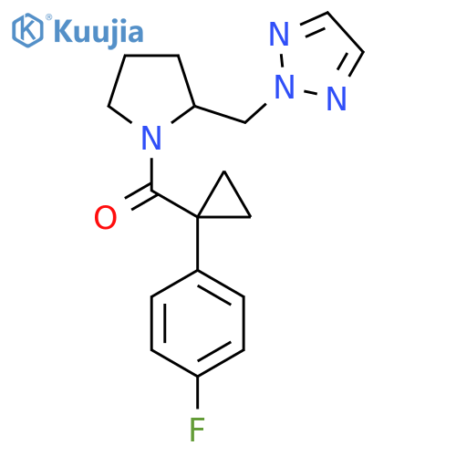 2-({1-[1-(4-fluorophenyl)cyclopropanecarbonyl]pyrrolidin-2-yl}methyl)-2H-1,2,3-triazole structure