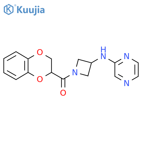 N-[1-(2,3-dihydro-1,4-benzodioxine-2-carbonyl)azetidin-3-yl]pyrazin-2-amine structure