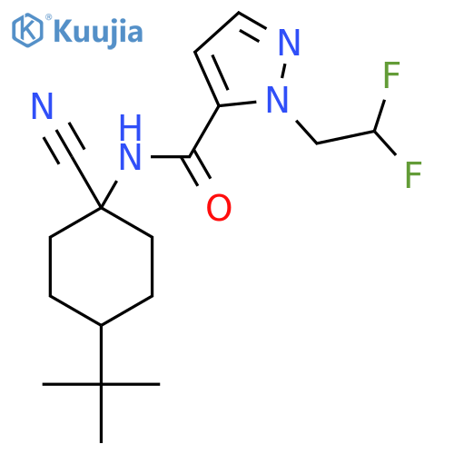 N-(4-tert-butyl-1-cyanocyclohexyl)-1-(2,2-difluoroethyl)-1H-pyrazole-5-carboxamide structure