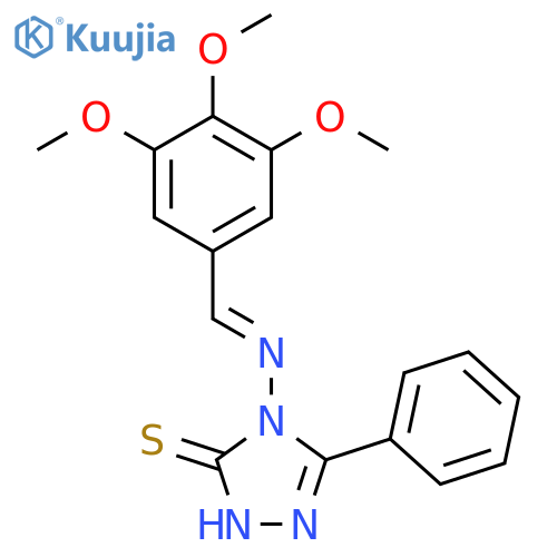 3H-1,2,4-Triazole-3-thione,2,4-dihydro-5-phenyl-4-[[(3,4,5-trimethoxyphenyl)methylene]amino]- structure