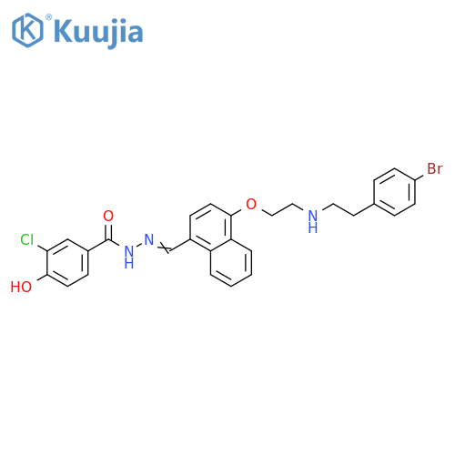 Benzoic acid, 3-chloro-4-hydroxy-, 2-[[4-[2-[[2-(4-bromophenyl)ethyl]amino]ethoxy]-1-naphthalenyl]methylene]hydrazide structure