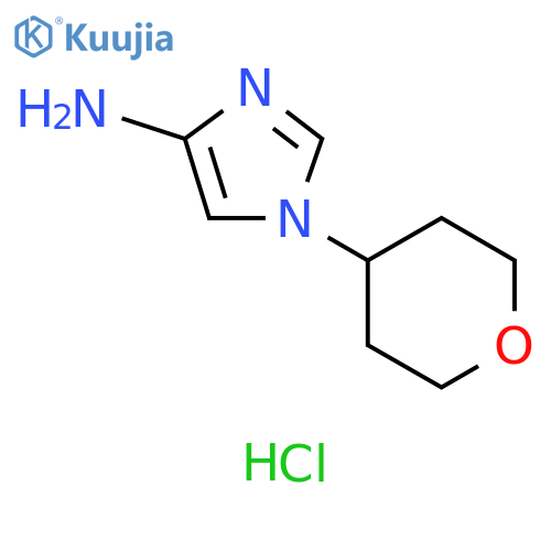 1H-Imidazol-4-amine, 1-(tetrahydro-2H-pyran-4-yl)-, hydrochloride (1:1) structure