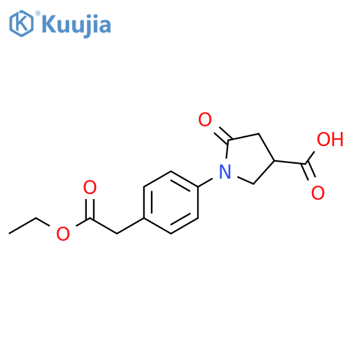 1-[4-(2-Ethoxy-2-oxoethyl)phenyl]-5-oxopyrrolidine-3-carboxylic acid structure