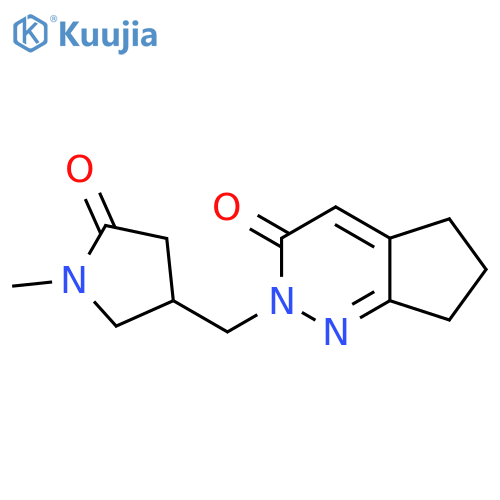 1-methyl-4-({3-oxo-2H,3H,5H,6H,7H-cyclopentacpyridazin-2-yl}methyl)pyrrolidin-2-one structure