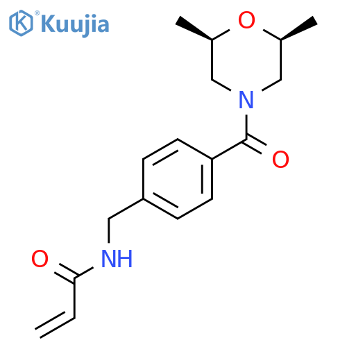 N-({4-[(2R,6S)-2,6-dimethylmorpholine-4-carbonyl]phenyl}methyl)prop-2-enamide structure