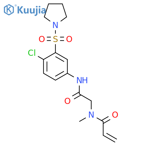 N-({[4-chloro-3-(pyrrolidine-1-sulfonyl)phenyl]carbamoyl}methyl)-N-methylprop-2-enamide structure