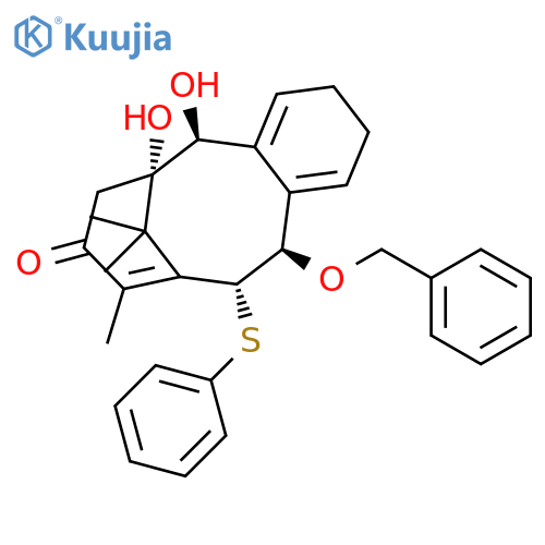 6,10-Methanobenzocyclodecen-8(2H)-one, 3,5,6,7,11,12-hexahydro-5,6-dihydroxy-9,13,13-trimethyl-12-(phenylmethoxy)-11-(phenylthio)-, (5S,6S,11R,12R)- structure