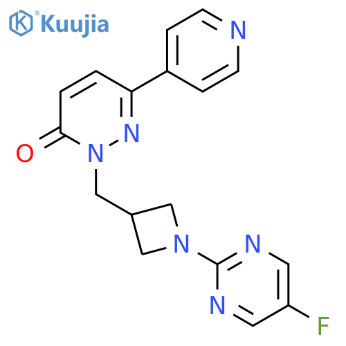 2-{1-(5-fluoropyrimidin-2-yl)azetidin-3-ylmethyl}-6-(pyridin-4-yl)-2,3-dihydropyridazin-3-one structure