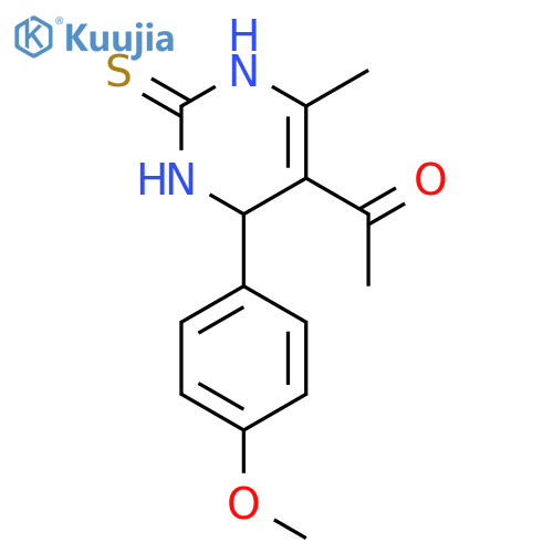 Ethanone,1-[1,2,3,4-tetrahydro-4-(4-methoxyphenyl)-6-methyl-2-thioxo-5-pyrimidinyl]- structure