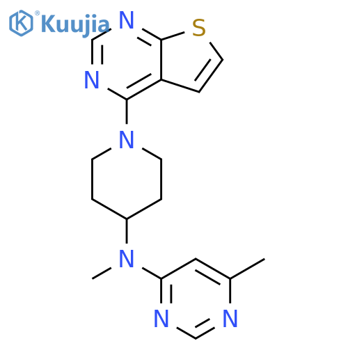 N,6-dimethyl-N-(1-{thieno[2,3-d]pyrimidin-4-yl}piperidin-4-yl)pyrimidin-4-amine structure