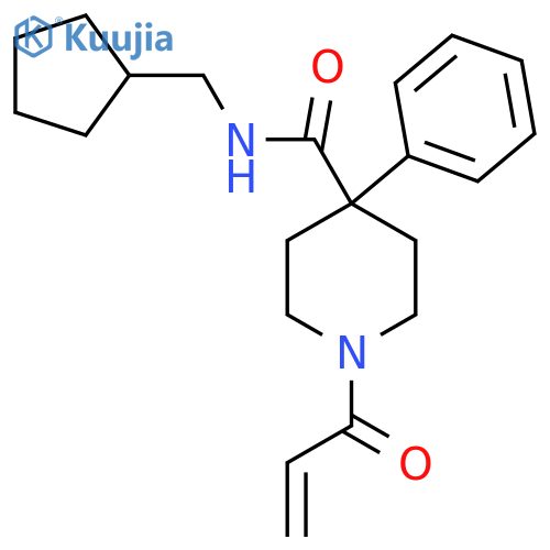 N-(cyclopentylmethyl)-4-phenyl-1-(prop-2-enoyl)piperidine-4-carboxamide structure