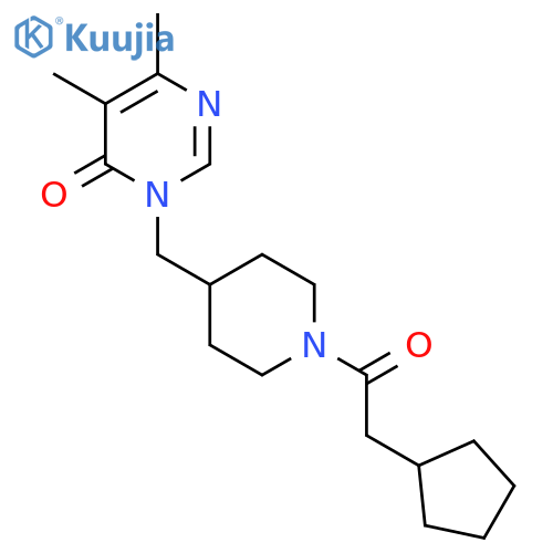 3-{1-(2-cyclopentylacetyl)piperidin-4-ylmethyl}-5,6-dimethyl-3,4-dihydropyrimidin-4-one structure