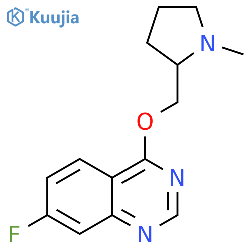 7-fluoro-4-(1-methylpyrrolidin-2-yl)methoxyquinazoline structure