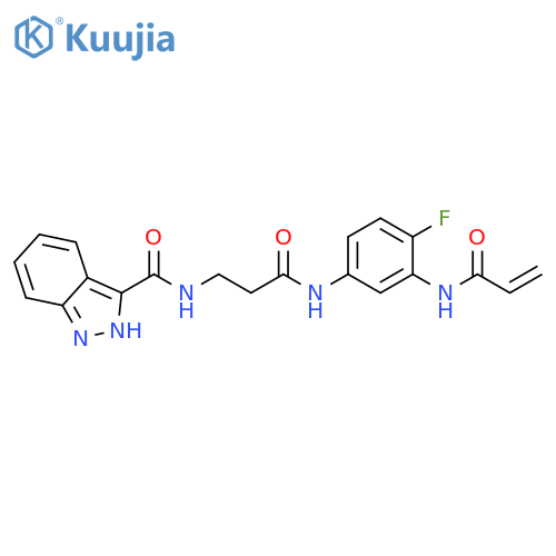 N-[3-[[4-Fluoro-3-[(1-oxo-2-propen-1-yl)amino]phenyl]amino]-3-oxopropyl]-2H-indazole-3-carboxamide structure