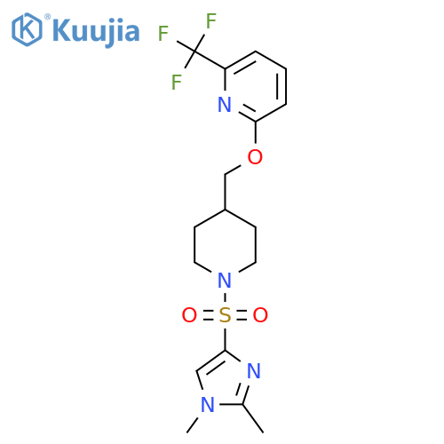 2-({1-[(1,2-dimethyl-1H-imidazol-4-yl)sulfonyl]piperidin-4-yl}methoxy)-6-(trifluoromethyl)pyridine structure