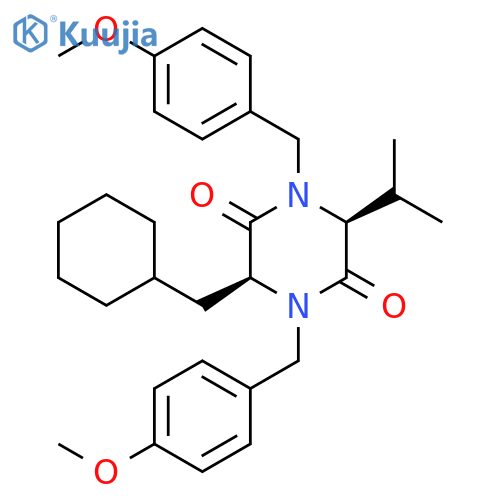(3S,6S)-N,N'-bis(4-methoxybenzyl)-3-isopropyl-6-(cyclohexylmethyl)piperazine-2,5-dione structure