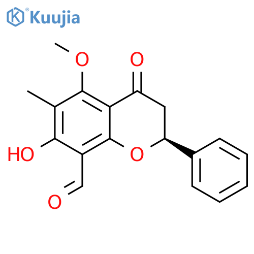 2H-1-Benzopyran-8-carboxaldehyde, 3,4-dihydro-7-hydroxy-5-methoxy-6-methyl-4-oxo-2-phenyl-, (2S)- structure