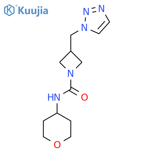 N-(oxan-4-yl)-3-(1H-1,2,3-triazol-1-yl)methylazetidine-1-carboxamide structure