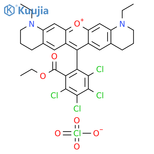 Pyrano[3,2-g:5,6-g']diquinolin-13-ium, 1,11-diethyl-1,2,3,4,8,9,10,11-octahydro-6-[2,3,4,5-tetrachloro-6-(ethoxycarbonyl)phenyl]-, perchlorate (9CI) structure