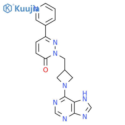 2-{1-(9H-purin-6-yl)azetidin-3-ylmethyl}-6-(pyridin-3-yl)-2,3-dihydropyridazin-3-one structure