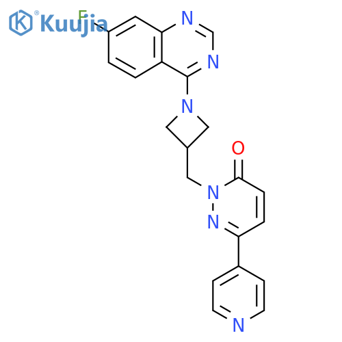 2-{1-(7-fluoroquinazolin-4-yl)azetidin-3-ylmethyl}-6-(pyridin-4-yl)-2,3-dihydropyridazin-3-one structure