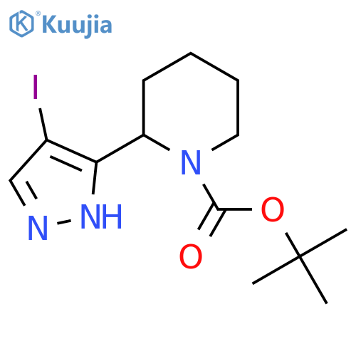 tert-butyl 2-(4-iodo-1H-pyrazol-5-yl)piperidine-1-carboxylate structure