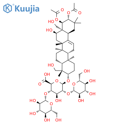 b-D-Glucopyranosiduronic acid, (3b,4b,16a,21b,22a)-21,22-bis(acetyloxy)-16,23,28-trihydroxyolean-12-en-3-ylO-b-D-glucopyranosyl-(1(R)2)-O-[b-D-glucopyranosyl-(1(R)4)]- (9CI) structure