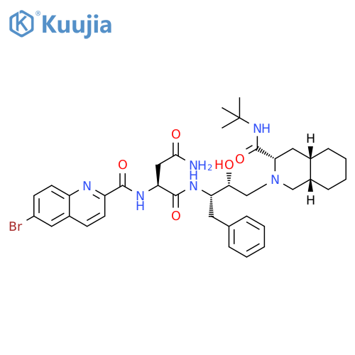 Butanediamide, 2-[[(6-bromo-2-quinolinyl)carbonyl]amino]-N1-[(1S,2R)-3-[(3S,4aS,8aS)-3-[[(1,1-dimethylethyl)amino]carbonyl]octahydro-2(1H)-isoquinolinyl]-2-hydroxy-1-(phenylmethyl)propyl]-, (2S)- structure