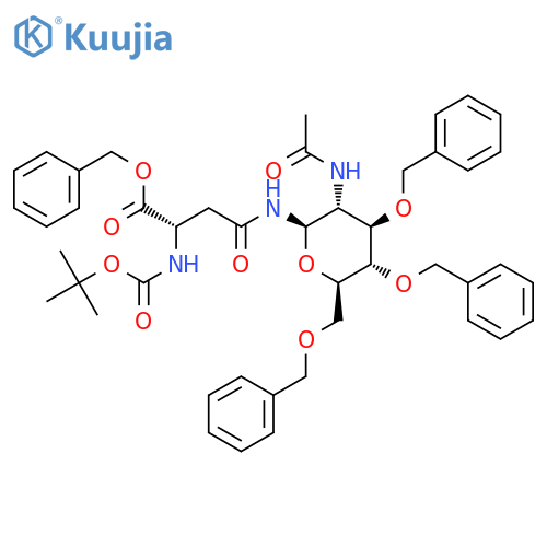 N-omega-(2-Acetamido-3,4,6-tri-O-benzyl-2-deoxy-b-D-glucopyranosyl)-N-a-Boc-L-asparagine benzyl ester structure