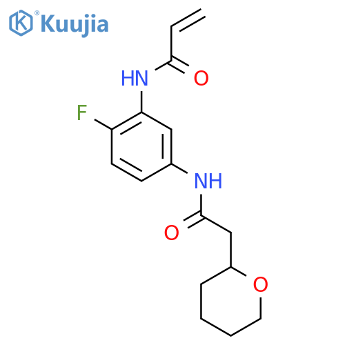 N-{2-fluoro-5-[2-(oxan-2-yl)acetamido]phenyl}prop-2-enamide structure