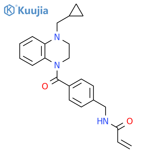 N-({4-[4-(cyclopropylmethyl)-1,2,3,4-tetrahydroquinoxaline-1-carbonyl]phenyl}methyl)prop-2-enamide structure