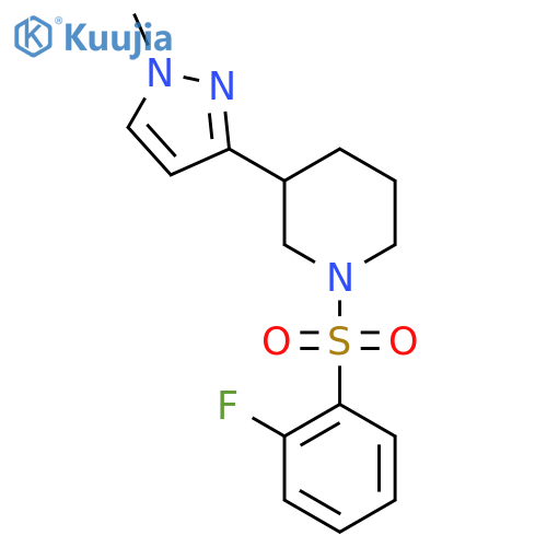 1-(2-fluorobenzenesulfonyl)-3-(1-methyl-1H-pyrazol-3-yl)piperidine structure
