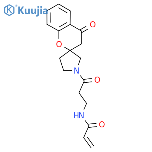 N-[3-Oxo-3-(4-oxospiro[3H-chromene-2,3'-pyrrolidine]-1'-yl)propyl]prop-2-enamide structure