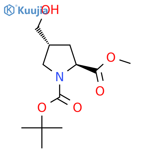 1-tert-butyl 2-methyl (2S,4R)-4-(hydroxymethyl)pyrrolidine-1,2-dicarboxylate structure