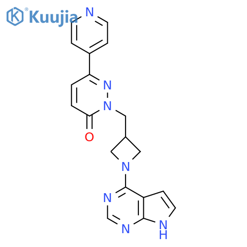 6-(pyridin-4-yl)-2-(1-{7H-pyrrolo2,3-dpyrimidin-4-yl}azetidin-3-yl)methyl-2,3-dihydropyridazin-3-one structure