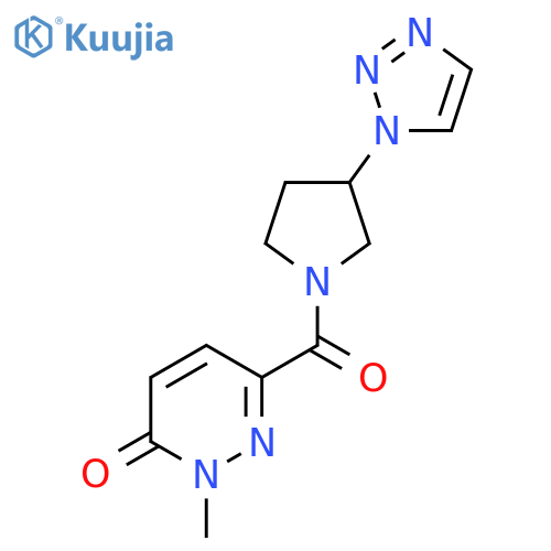 6-(3-(1H-1,2,3-triazol-1-yl)pyrrolidine-1-carbonyl)-2-methylpyridazin-3(2H)-one structure