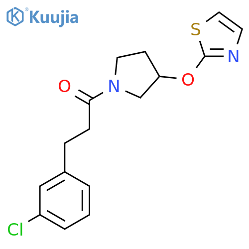 3-(3-Chlorophenyl)-1-(3-(thiazol-2-yloxy)pyrrolidin-1-yl)propan-1-one structure
