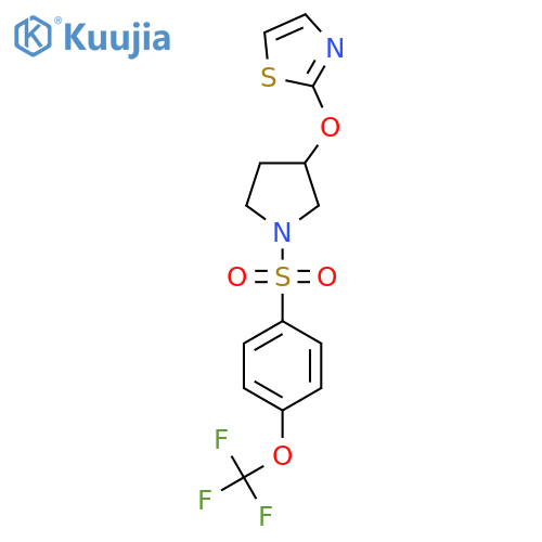 2-((1-((4-(Trifluoromethoxy)phenyl)sulfonyl)pyrrolidin-3-yl)oxy)thiazole structure