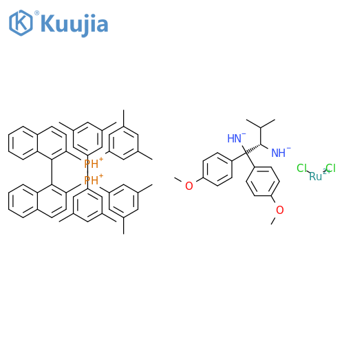 Ruthenium,[1,1'-(1S)-[1,1'-binaphthalene]-2,2'-diylbis[1,1-bis(3,5-dimethylphenyl)phosphine-kP]][(2S)-1,1-bis(4-methoxyphenyl)-3-methyl-1,2-butanediamine-kN1,kN2]dichloro-, (OC-6-14)- structure