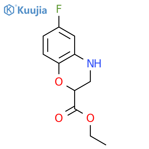 2H-1,4-Benzoxazine-2-carboxylicacid, 6-fluoro-3,4-dihydro-, ethyl ester structure