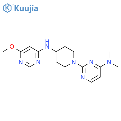 2-{4-[(6-methoxypyrimidin-4-yl)amino]piperidin-1-yl}-N,N-dimethylpyrimidin-4-amine structure