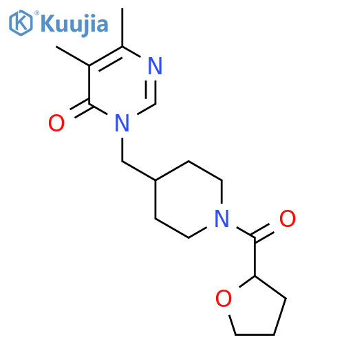 5,6-dimethyl-3-{1-(oxolane-2-carbonyl)piperidin-4-ylmethyl}-3,4-dihydropyrimidin-4-one structure