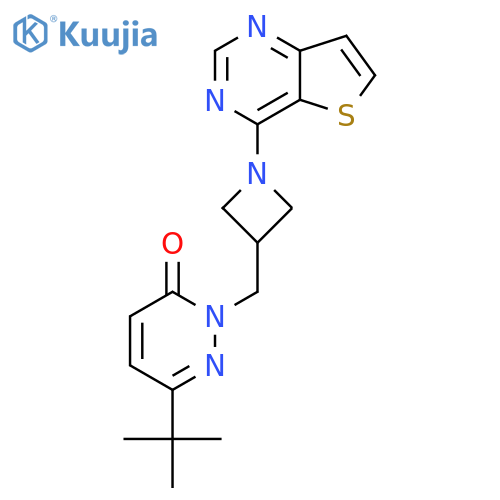 6-tert-butyl-2-(1-{thieno3,2-dpyrimidin-4-yl}azetidin-3-yl)methyl-2,3-dihydropyridazin-3-one structure
