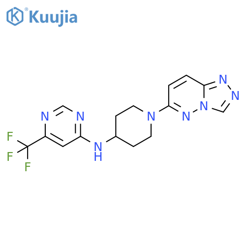 N-(1-{1,2,4triazolo4,3-bpyridazin-6-yl}piperidin-4-yl)-6-(trifluoromethyl)pyrimidin-4-amine structure
