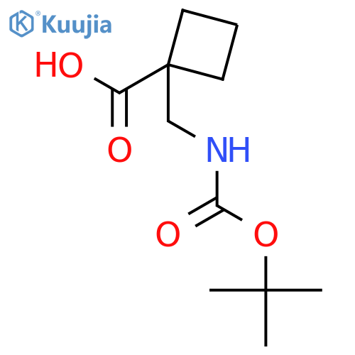 1-(((tert-butoxycarbonyl)amino)methyl)cyclobutane-1-carboxylic acid structure