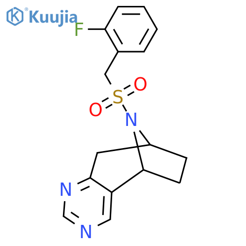 (5R,8S)-10-((2-fluorobenzyl)sulfonyl)-6,7,8,9-tetrahydro-5H-5,8-epiminocyclohepta[d]pyrimidine structure