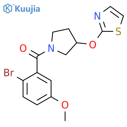 (2-Bromo-5-methoxyphenyl)(3-(thiazol-2-yloxy)pyrrolidin-1-yl)methanone structure