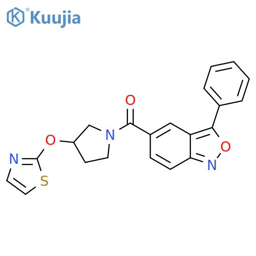 3-Phenyl-5-[3-(1,3-thiazol-2-yloxy)pyrrolidine-1-carbonyl]-2,1-benzoxazole structure